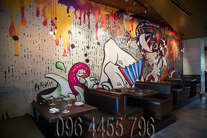vẽ tranh tường nhà hàng quán ăn cafe-12