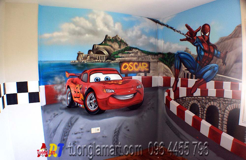 vẽ tranh tường ô tô cars 2 mã 06