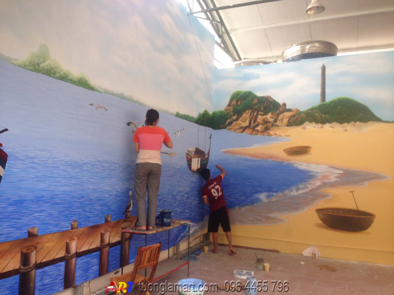 tranh vẽ cảnh biển 3d trên tường