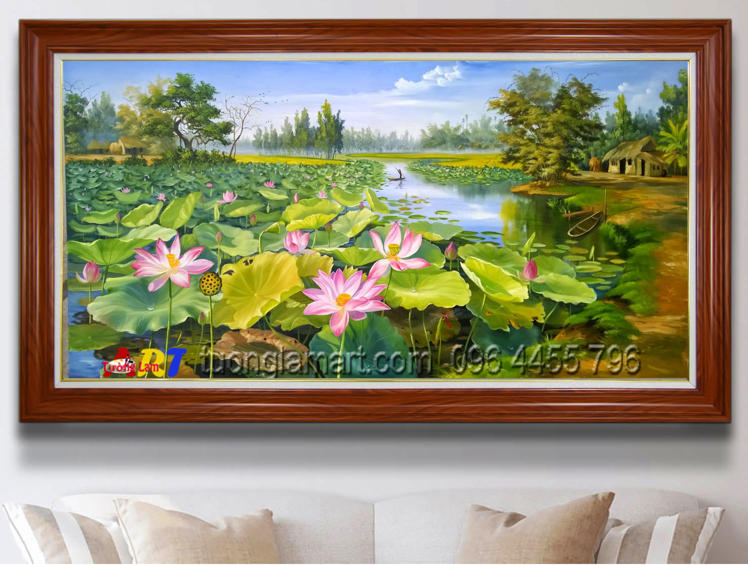 vẽ tranh đầm sen hoa sen - Tranh Sơn Dầu Vẽ Tay - Tranh Sơn Mài - Tường Lam  ART - 0964455796