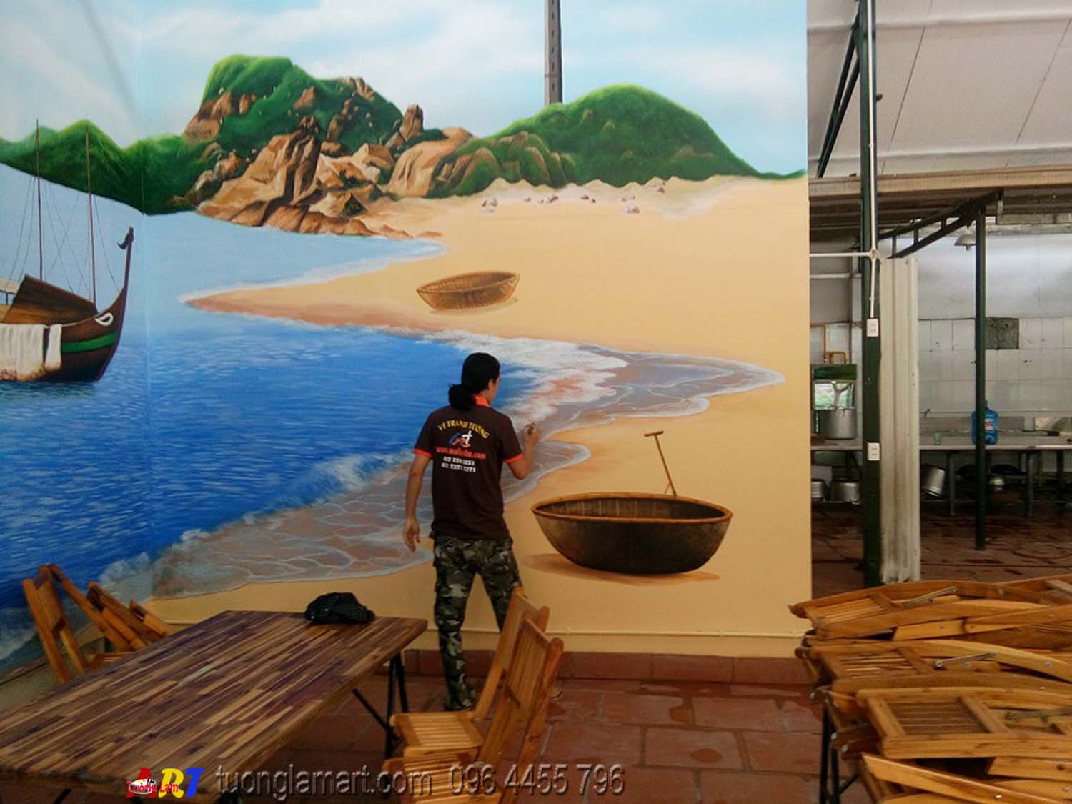 vẽ tranh tường phong cảnh biển