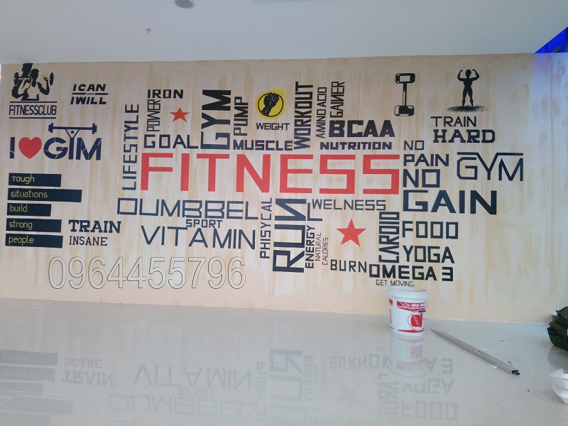 vẽ tranh tường phòng gym DREAM POOL FITNESS AND YOGA CENTER