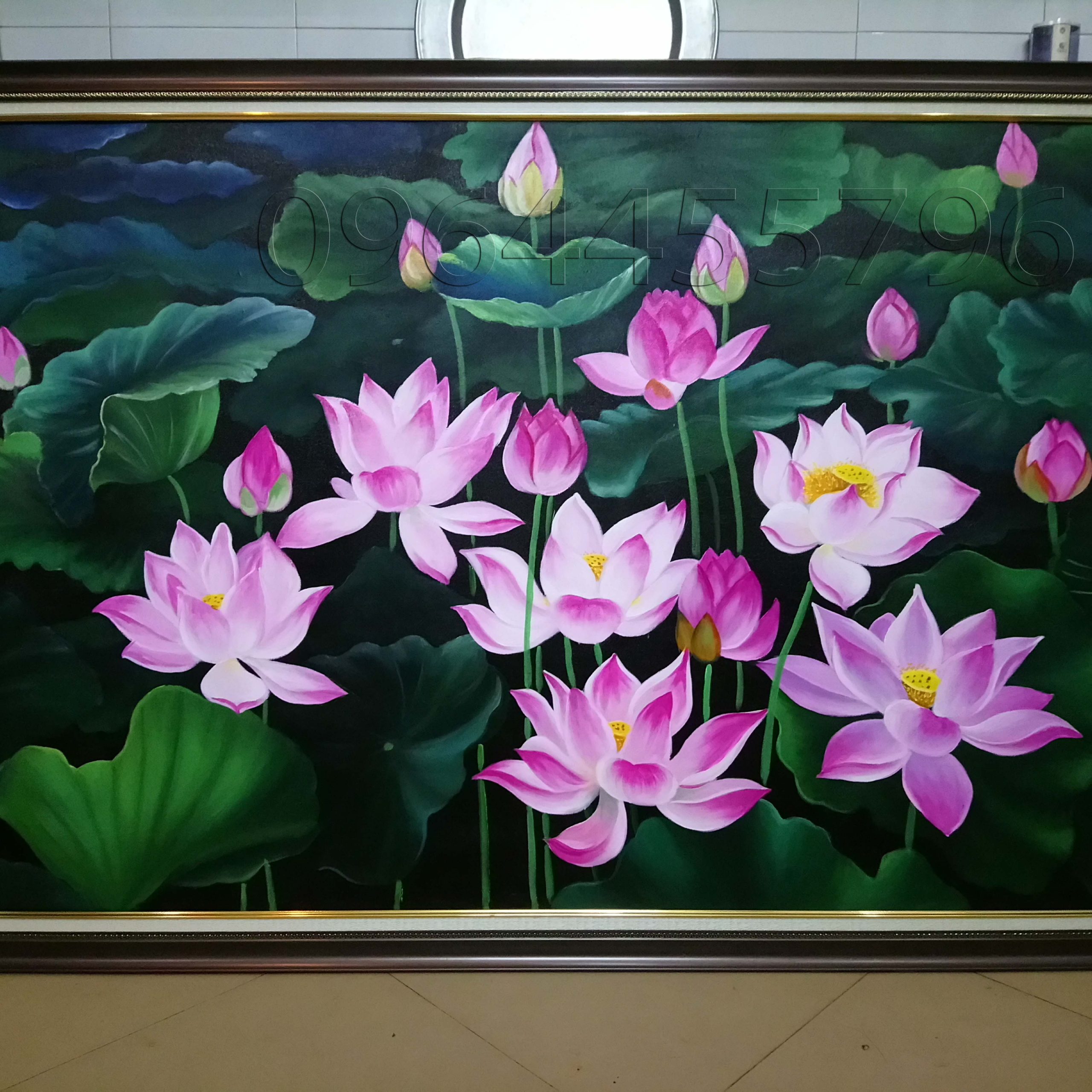 tranh hoa sen tím
