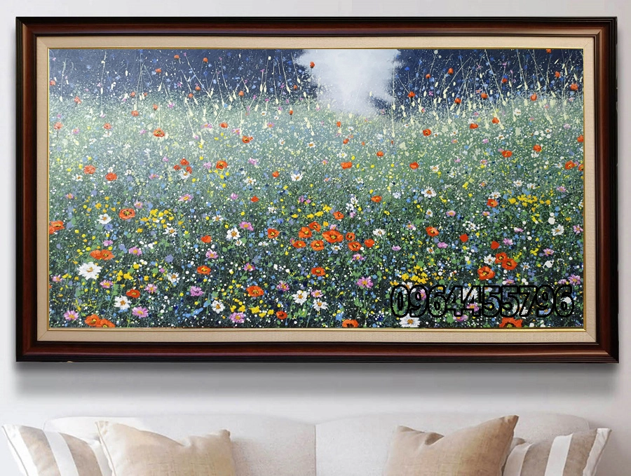 tranh sơn dầu phong cảnh cánh đồng hoa mã H02 - Tranh Sơn Dầu Vẽ Tay -  Tranh Sơn Mài - Tường Lam ART - 0964455796