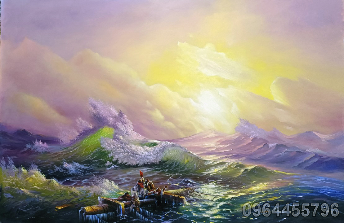 tranh sơn dầu cổ điển châu âu phong cảnh biển mã CD01
