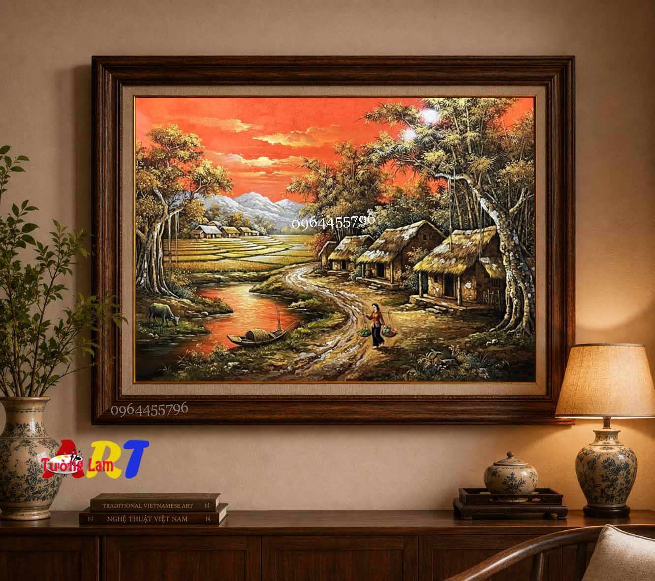 tranh sơn mài " GÓC QUÊ XƯA" sáng tác độc bản của TƯỜNG LAM ART