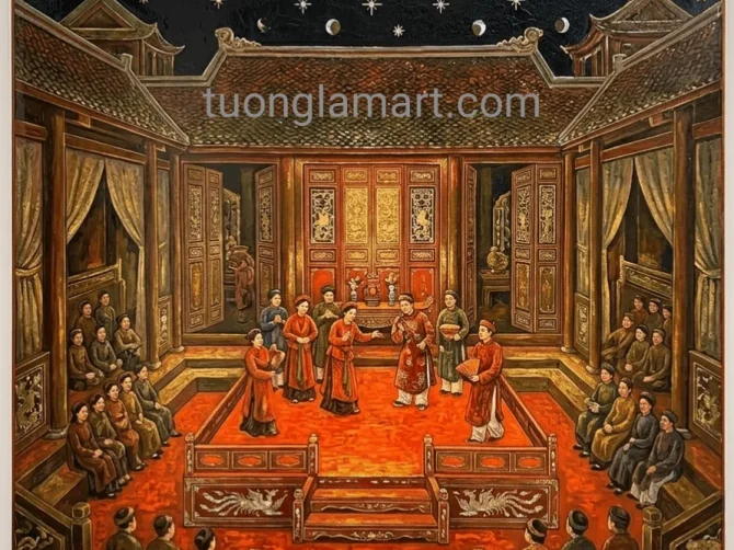 Tranh Sơn Mài “Dư Âm Cổ Tích” – Tác Phẩm Độc Bản Nghệ Thuật Việt