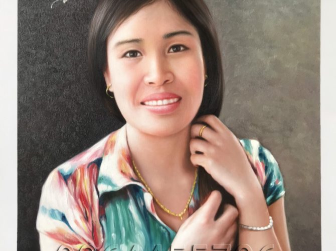 tranh chân dung sơn dầu cô gái mã 03