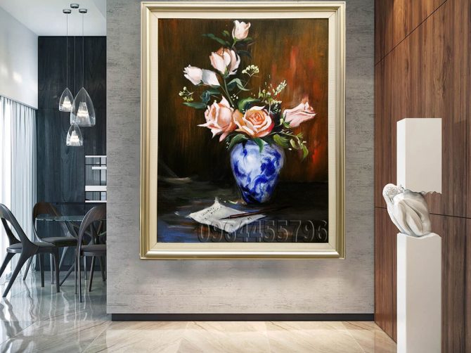 tranh hoa hồng sơn dầu