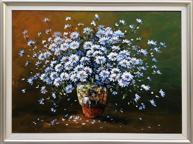 tranh hoa cúc họa mi