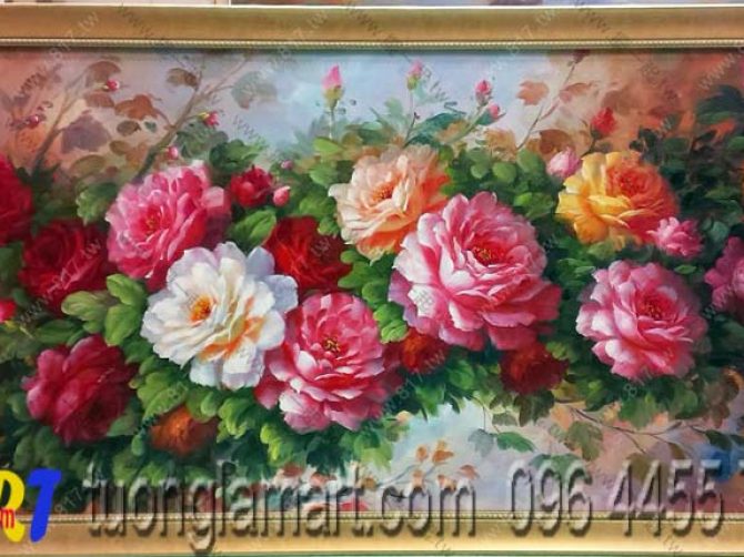 tranh hoa mẫu đơn tím