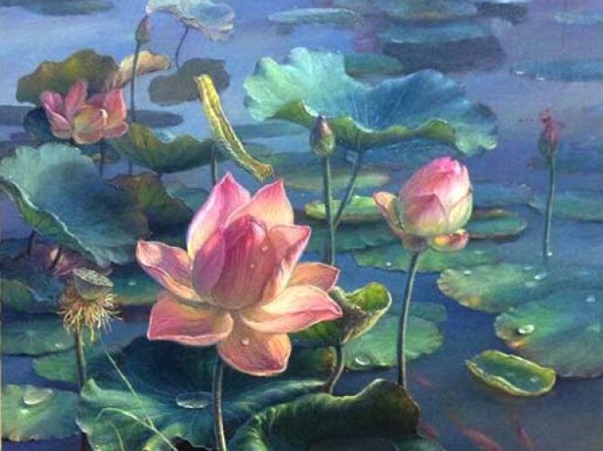 tranh hoa sen mã13