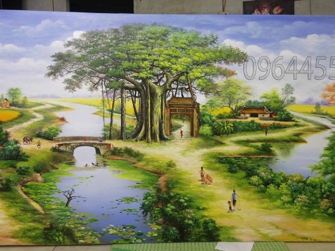 tranh phong cảnh làng quê