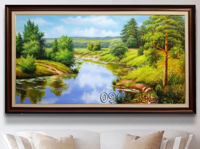 tranh sơn dầu phong cảnh châu âu treo tường kích thước (97X177cm) mã PC92