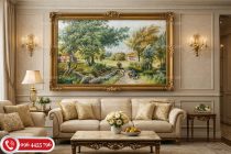 tranh sơn dầu phong cảnh châu âu treo phòng khách sang trọng