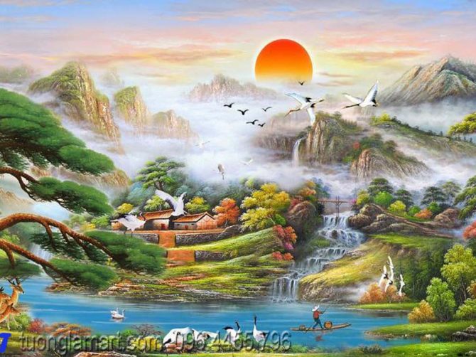 tranh sơn thủy hữu tình mã 11