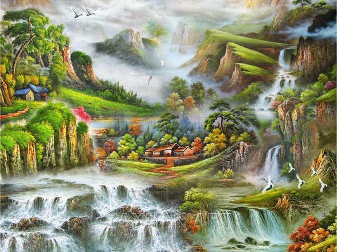 tranh sơn thủy hữu tình mã 03