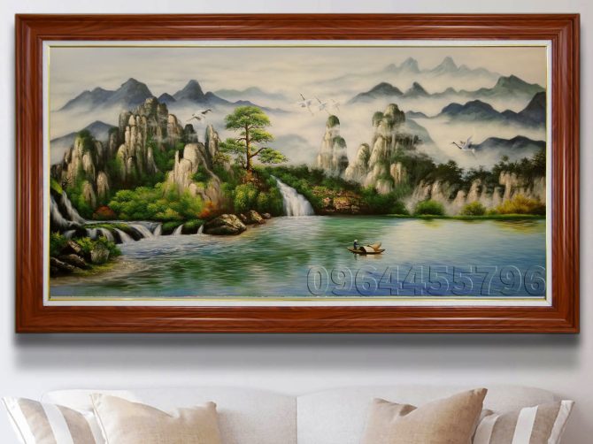 tranh treo tường phòng khách cảnh sơn thủy hữu tình