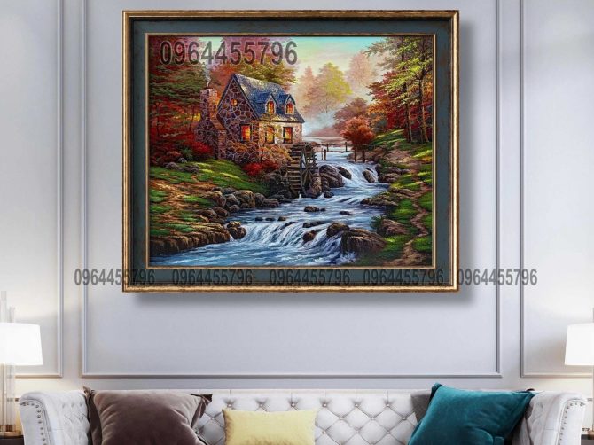 tranh treo tường phòng khách khổ lớn tranh sơn dầu vẽ tay tranh phong cảnh châu âu