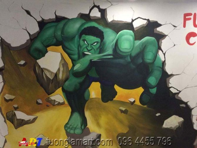 vẽ tranh tường gá khổng lồ xanh