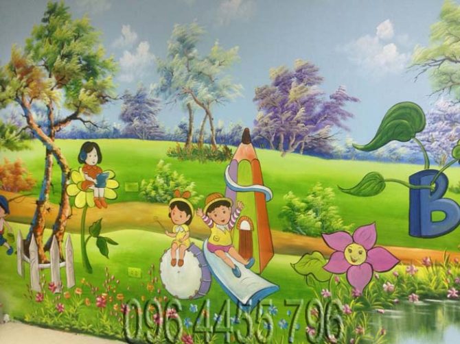 vẽ tranh tường mầm non MÃ01