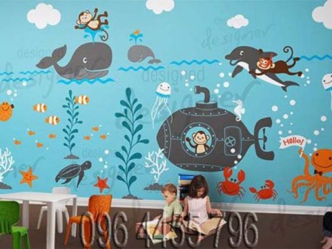 vẽ tranh tường mầm non MÃ11