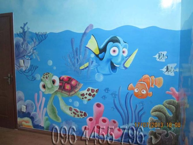 vẽ tranh tường mầm non MÃ13