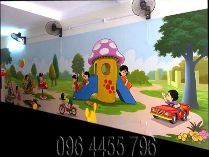 vẽ tranh tường mầm non MÃ18