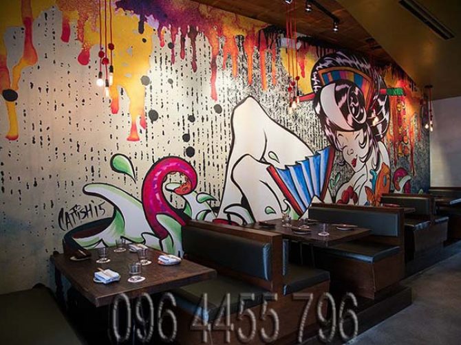 vẽ tranh tường nhà hàng quán ăn cafe-12