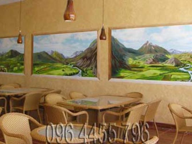 vẽ tranh tường nhà hàng quán ăn cafe-14