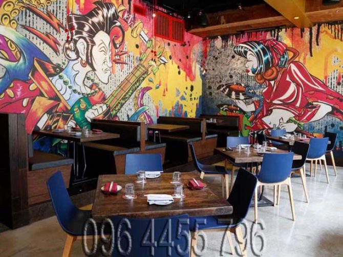 vẽ tranh tường nhà hàng quán ăn cafe-05
