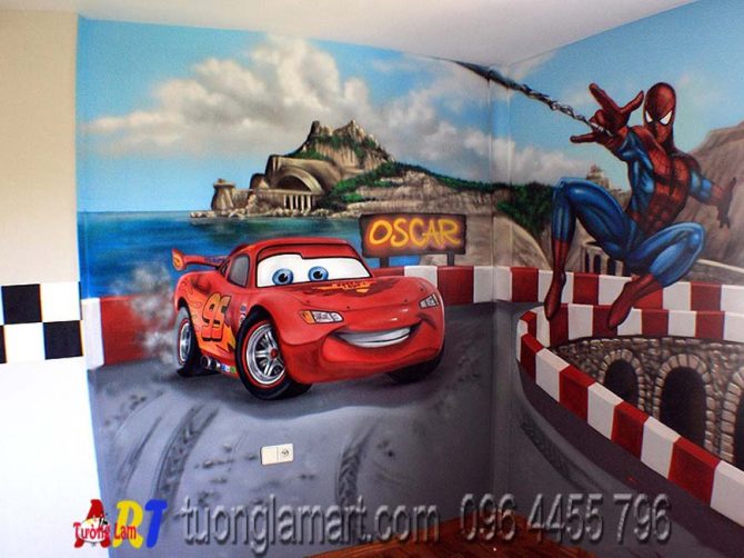 vẽ tranh tường ô tô cars 2 mã 06
