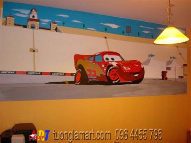 vẽ tranh tường ô tô cars 2 mã 03