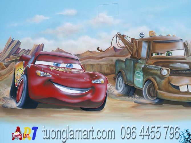 vẽ tranh tường ô tô cars 2 mã 04