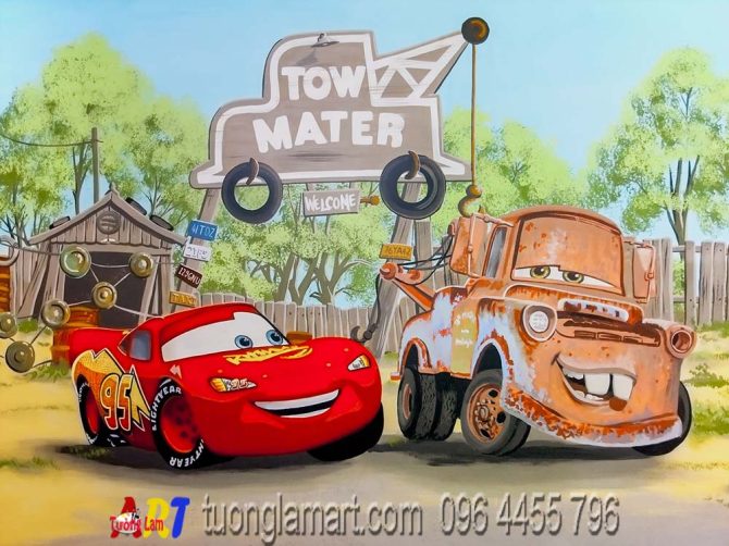 vẽ tranh tường ô tô cars 2 mã 05