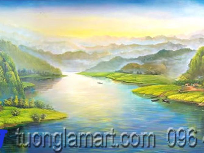 vẽ tranh tường phong cảnh sơn thủy