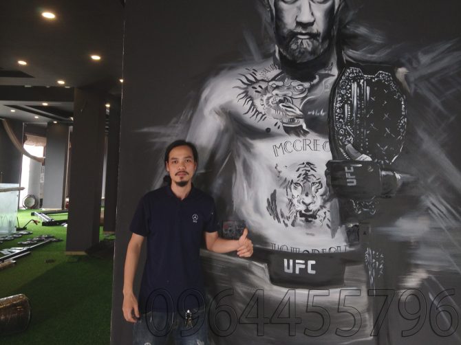 vẽ tranh tường phòng gym khu boxing kichkfit