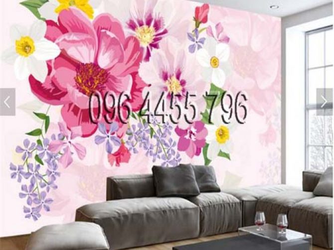 vẽ tranh tường phòng khách mã pk01