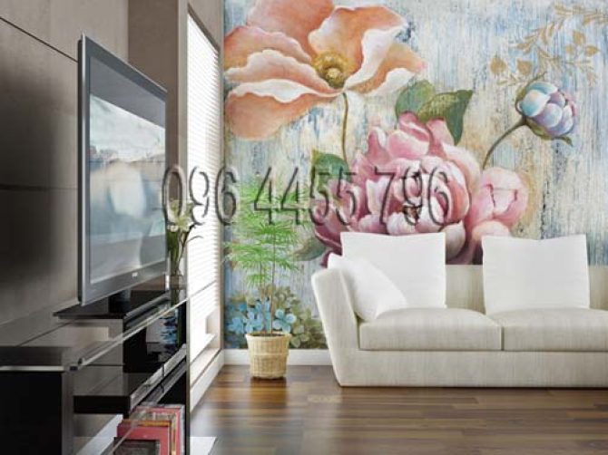vẽ tranh tường phòng khách pk 13