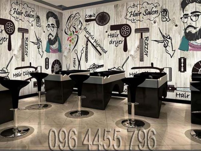 vẽ tranh tường salon tóc mã sl03