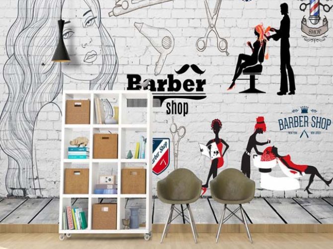 vẽ tranh tường salon tóc mã sl06